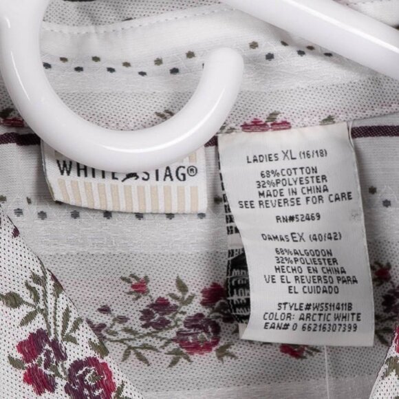 White Stag VTG Button Up Shirt XL 16 18 Womens NEW Striped Floral Easy Care - Picture 5 of 7